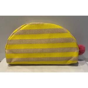 Saks Fifth Avenue Yellow Half Moon Zip Around Clutch Bag or Pouch designer Beach